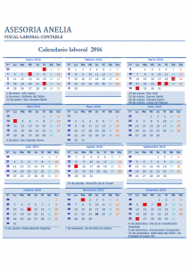 Calendario laboral asesoria 2016
